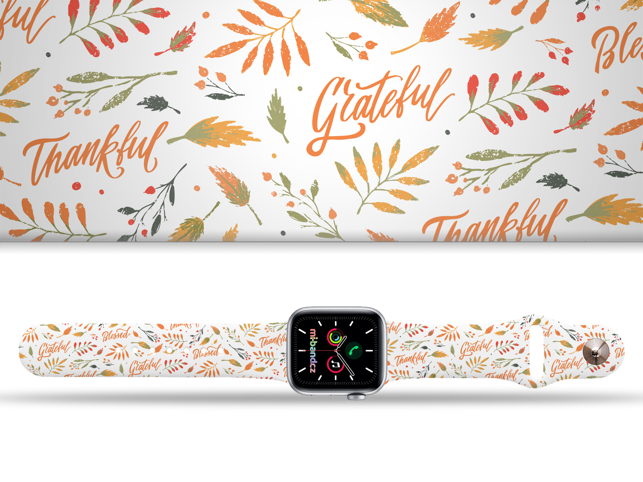 Levně Apple watch řemínek Díkuvzdání Rozměr: 38/40/41/42(S10)mm, barva pásku: bílá