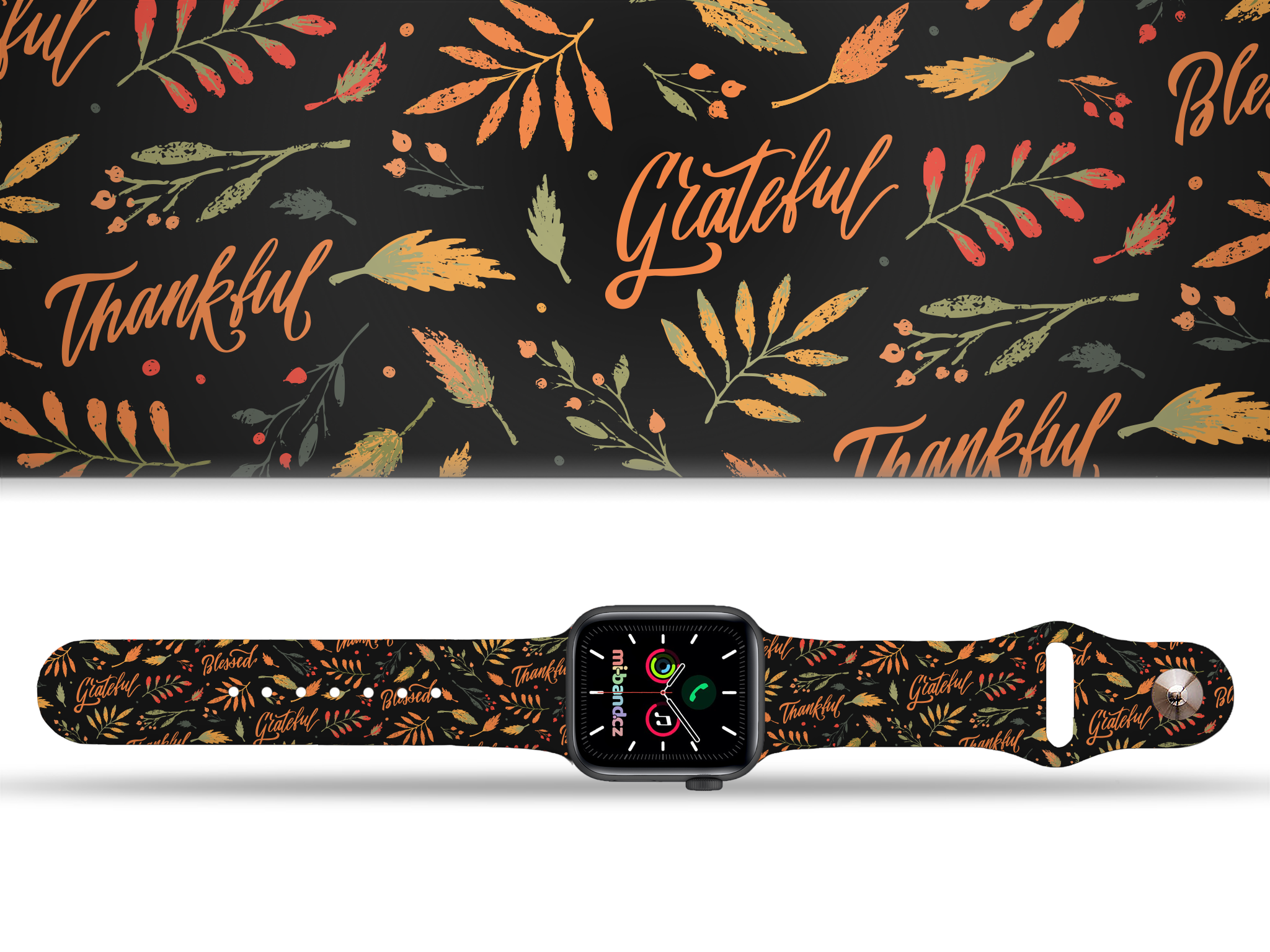 Levně Apple watch řemínek Díkuvzdání Rozměr: 38/40/41/42(S10)mm, barva pásku: černá