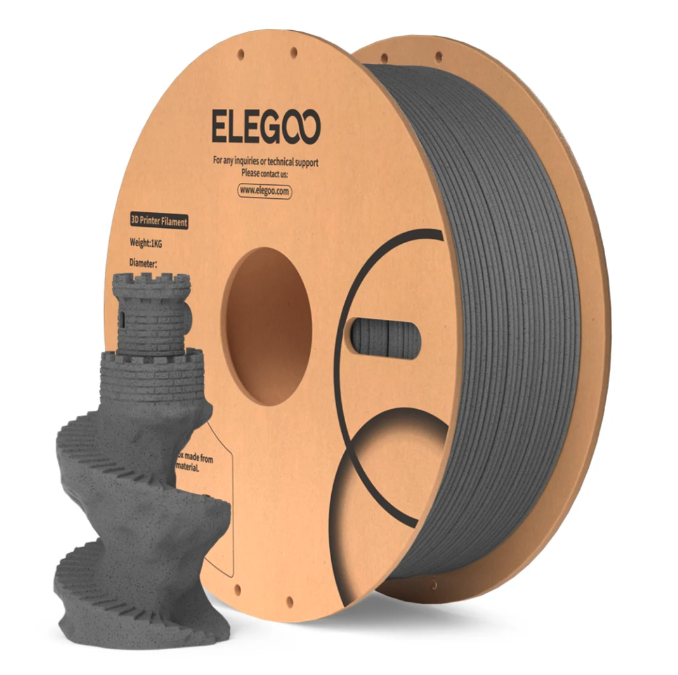 Levně Filament ELEGOO PLA Special Marble 1,75 mm 1 kg, Tmavě šedá