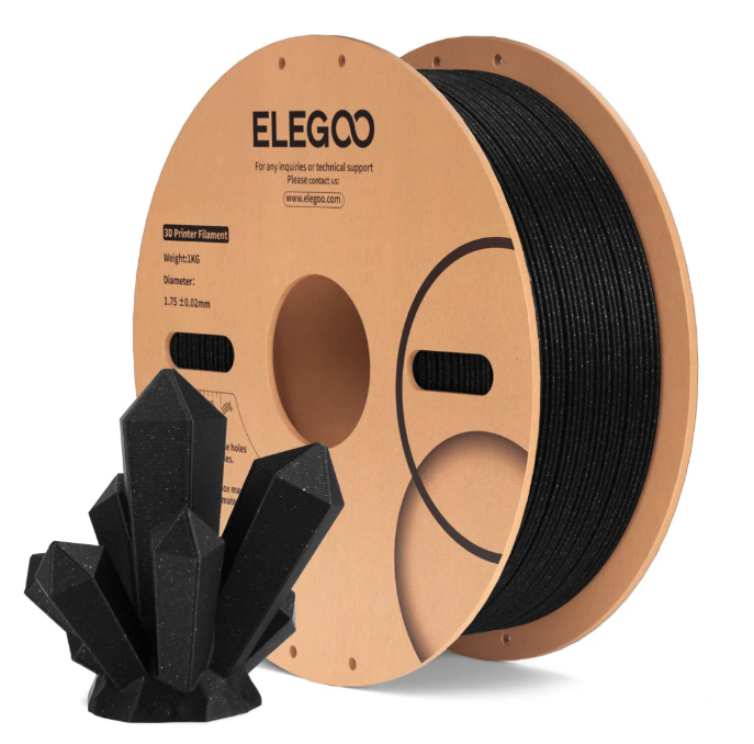 Levně Filament ELEGOO PLA Special Třpytivá 1,75 mm 1 kg, Černá