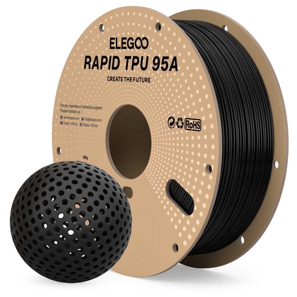 Levně Filament ELEGOO RAPID TPU 95A 1,75 mm 1 kg, Černá
