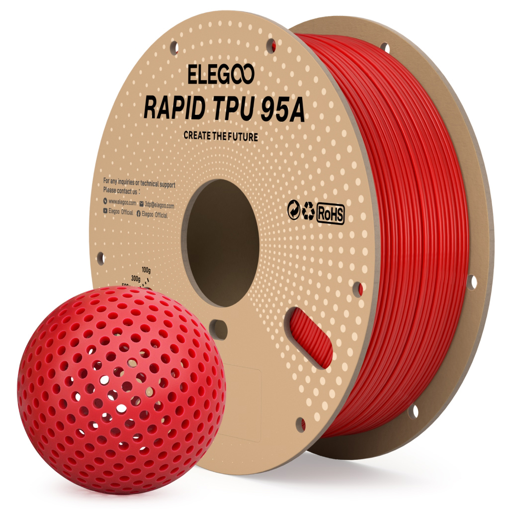 Levně Filament ELEGOO RAPID TPU 95A 1,75 mm 1 kg, Červená