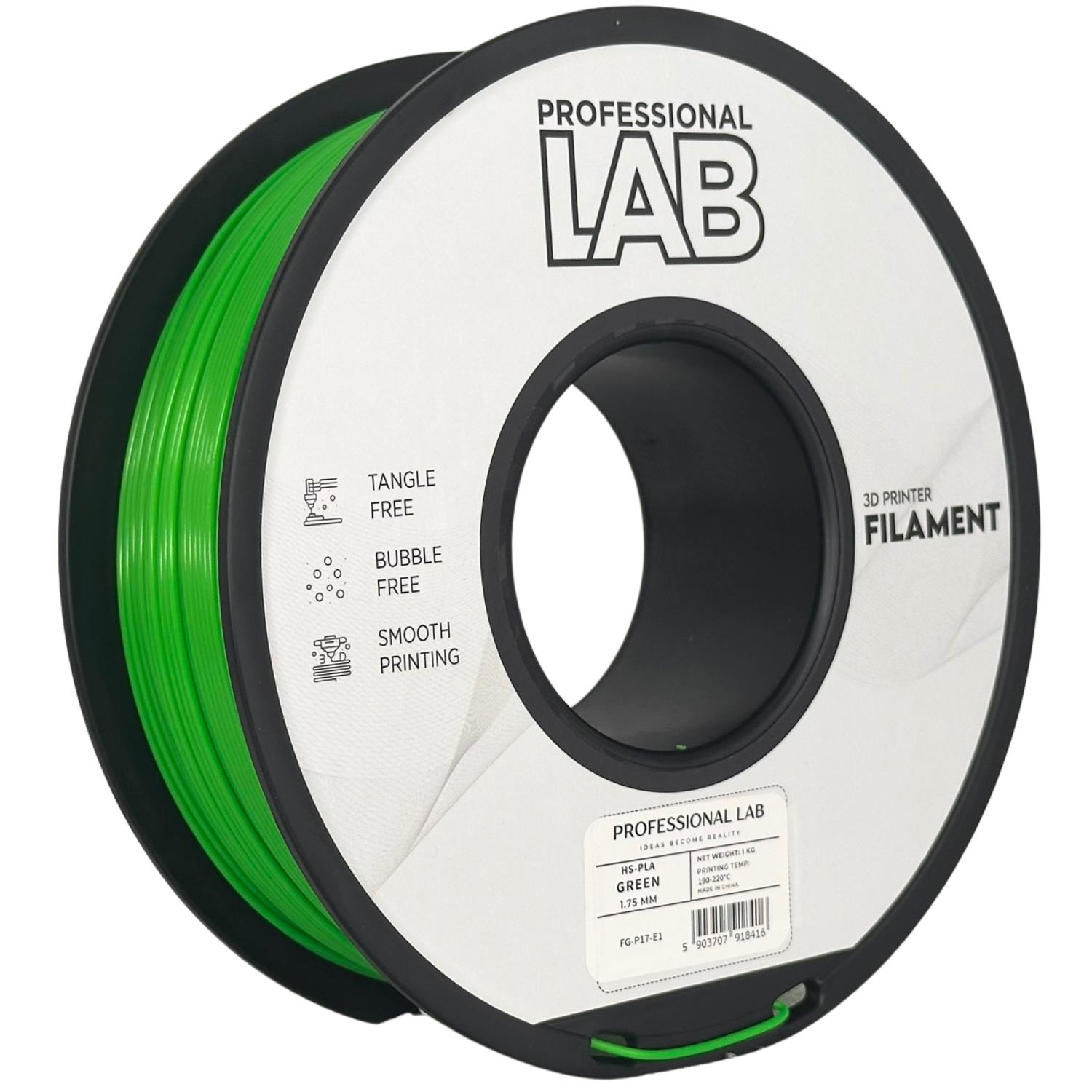 Levně Filament Professional Lab HS-PLA 1,75 mm 1 kg, Zelená