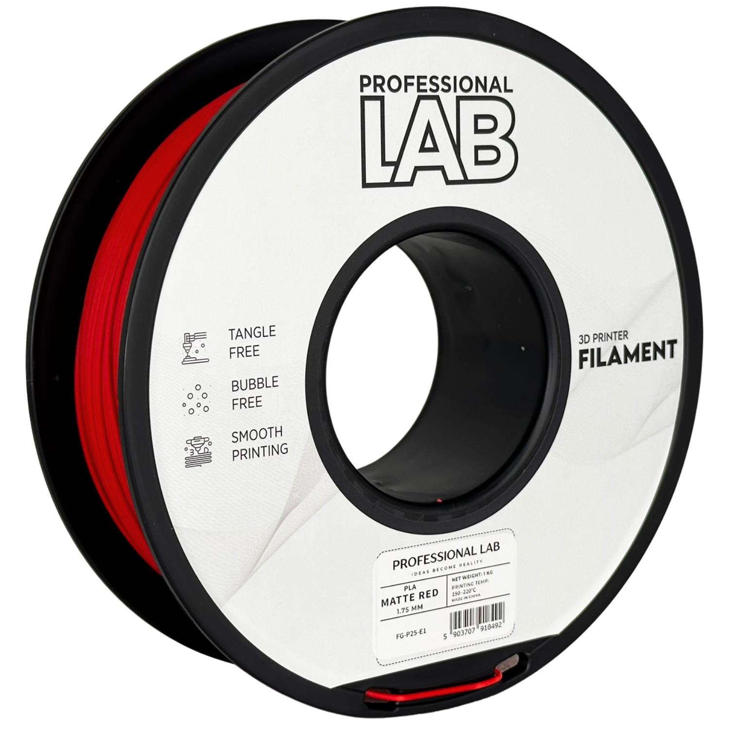 Filament Professional Lab PLA MATTE 1,75 mm 1 kg, Červená