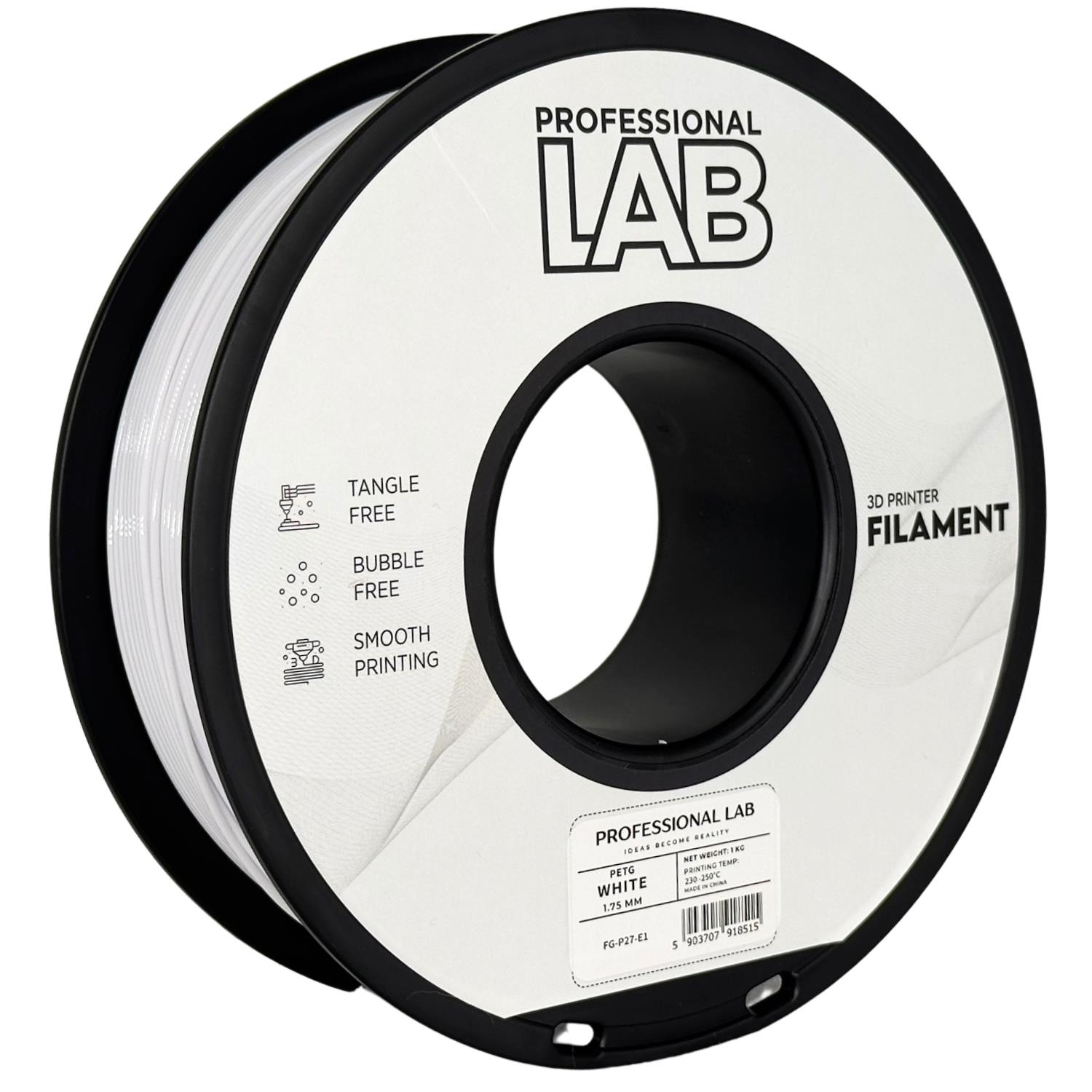 Levně Filament Professional Lab PETG 1,75 mm 1 kg, Bílá