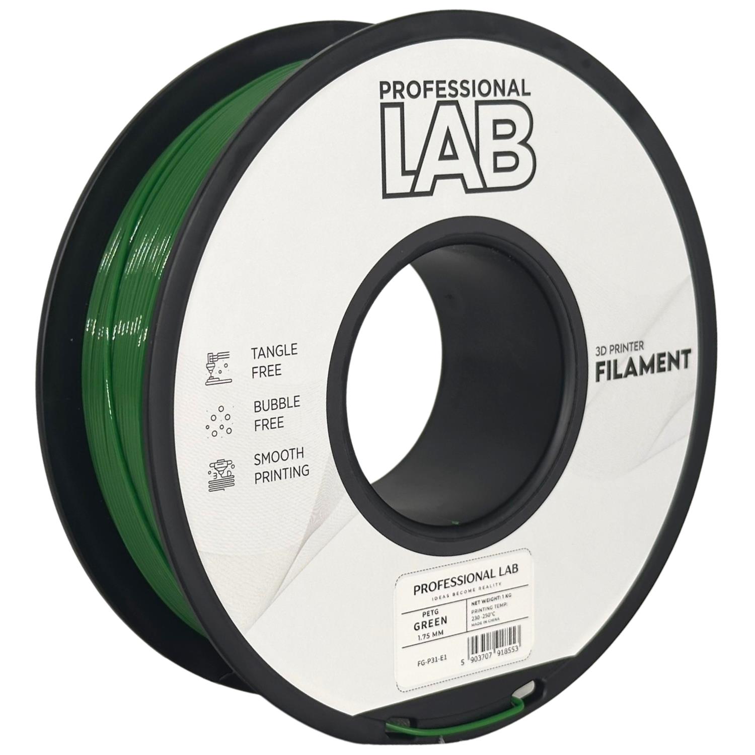 Levně Filament Professional Lab PETG 1,75 mm 1 kg, Zelená