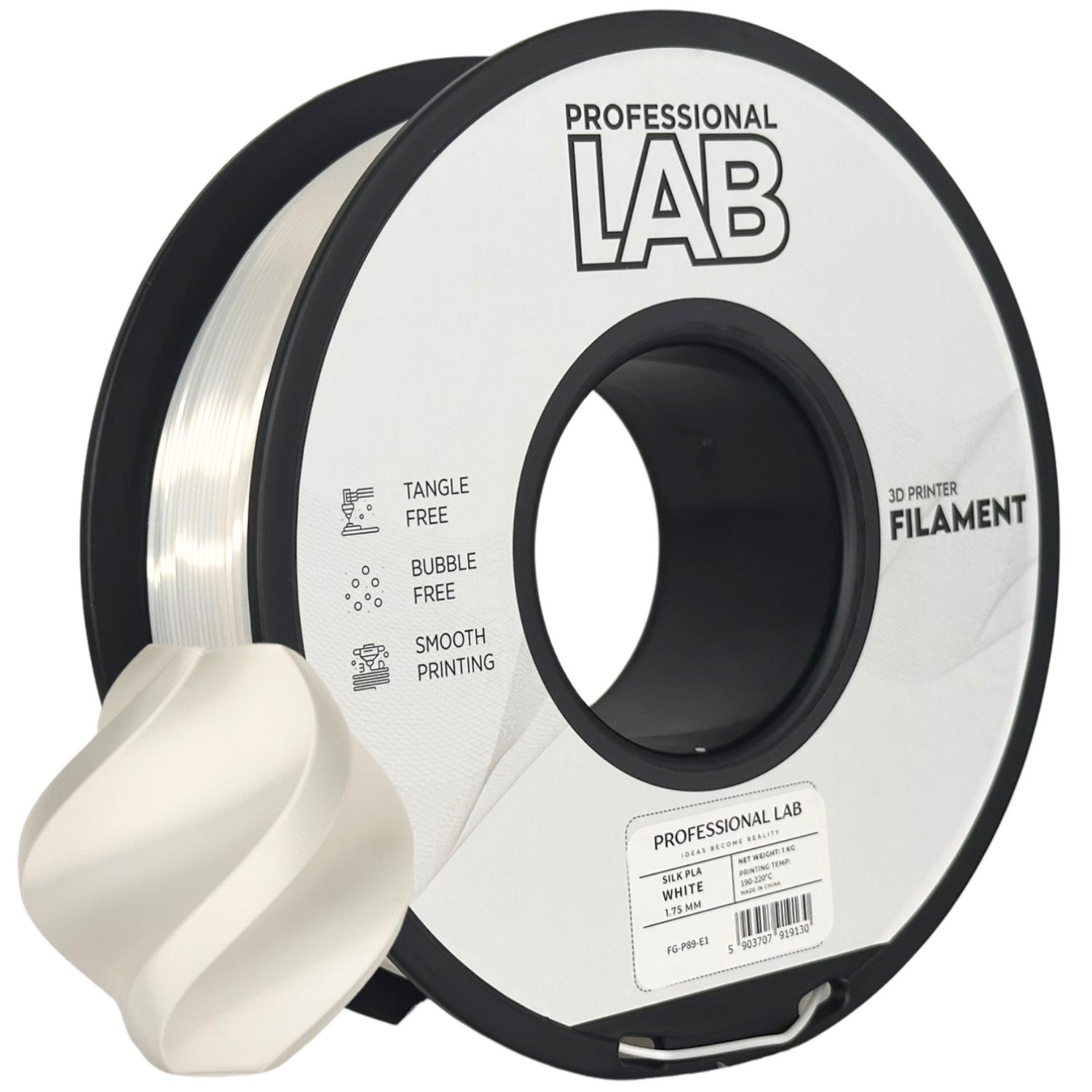 Levně Filament Professional Lab PLA Silk 1,75 mm 1 kg, Bílá