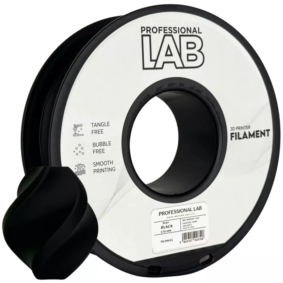 Filament Professional Lab PLA+ 1,75 mm 1 kg, Černá