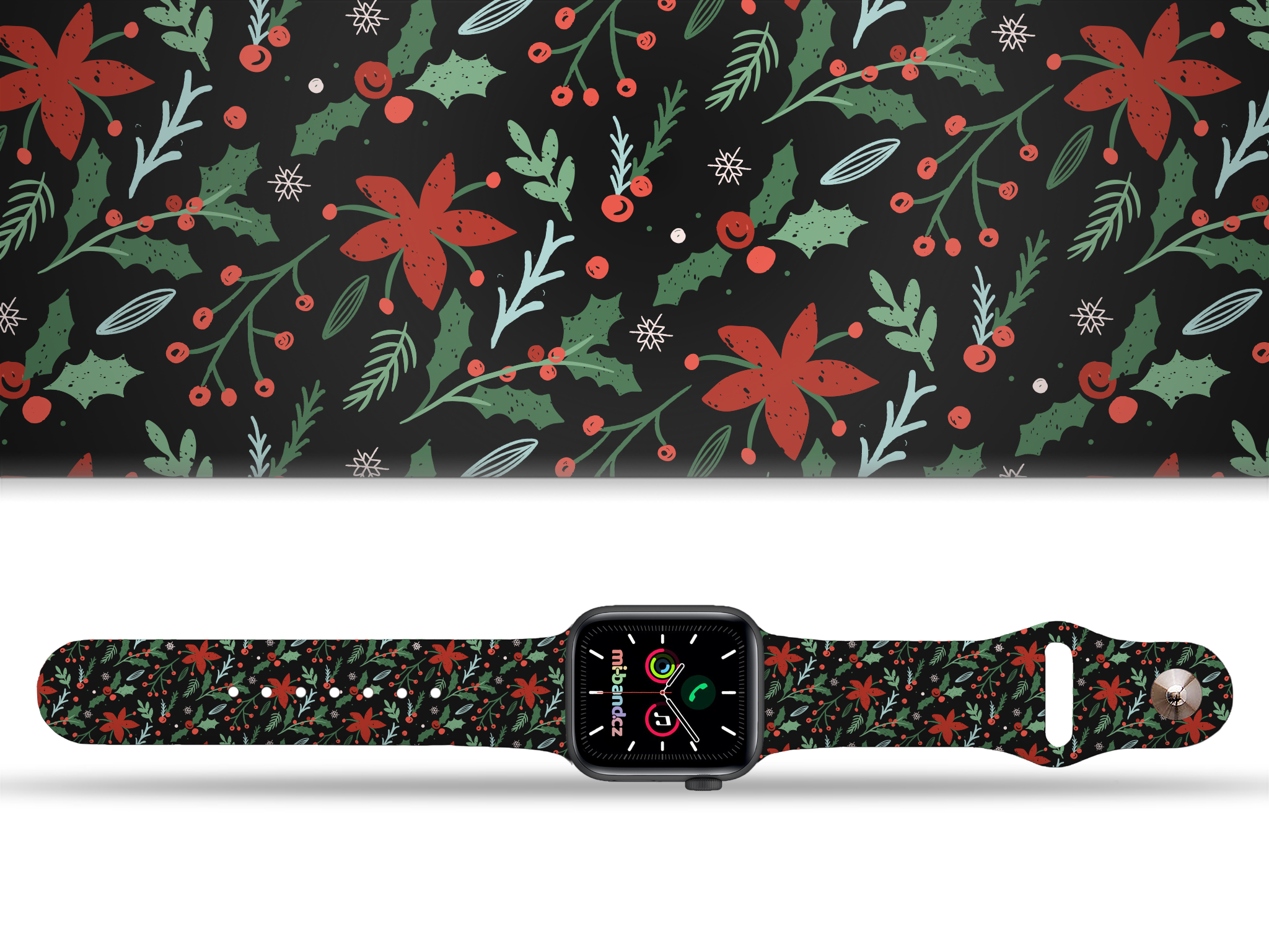 Apple watch řemínek Vánoční hvězda - 38/40/41mm, barva pásku černá