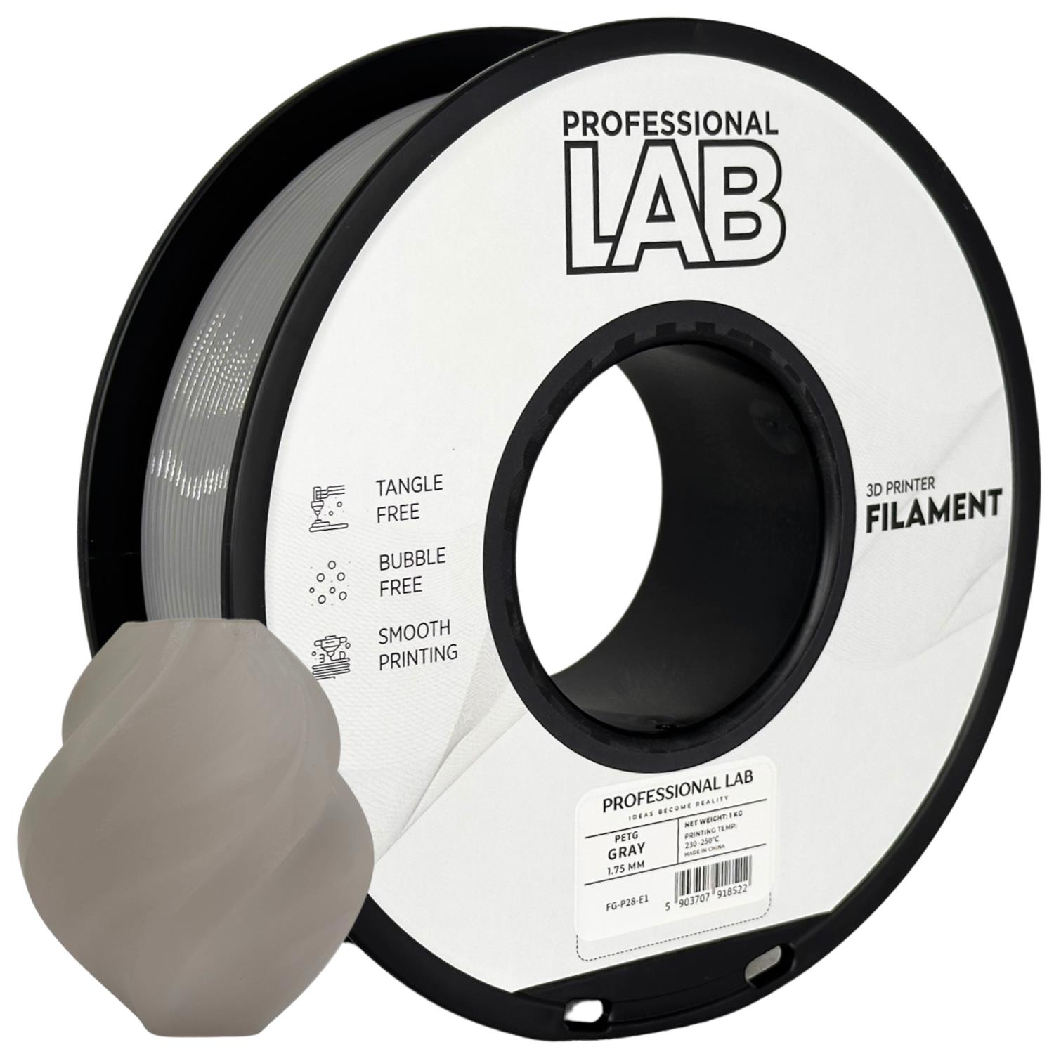 Filament Professional Lab PETG 1,75 mm 1 kg, Šedá