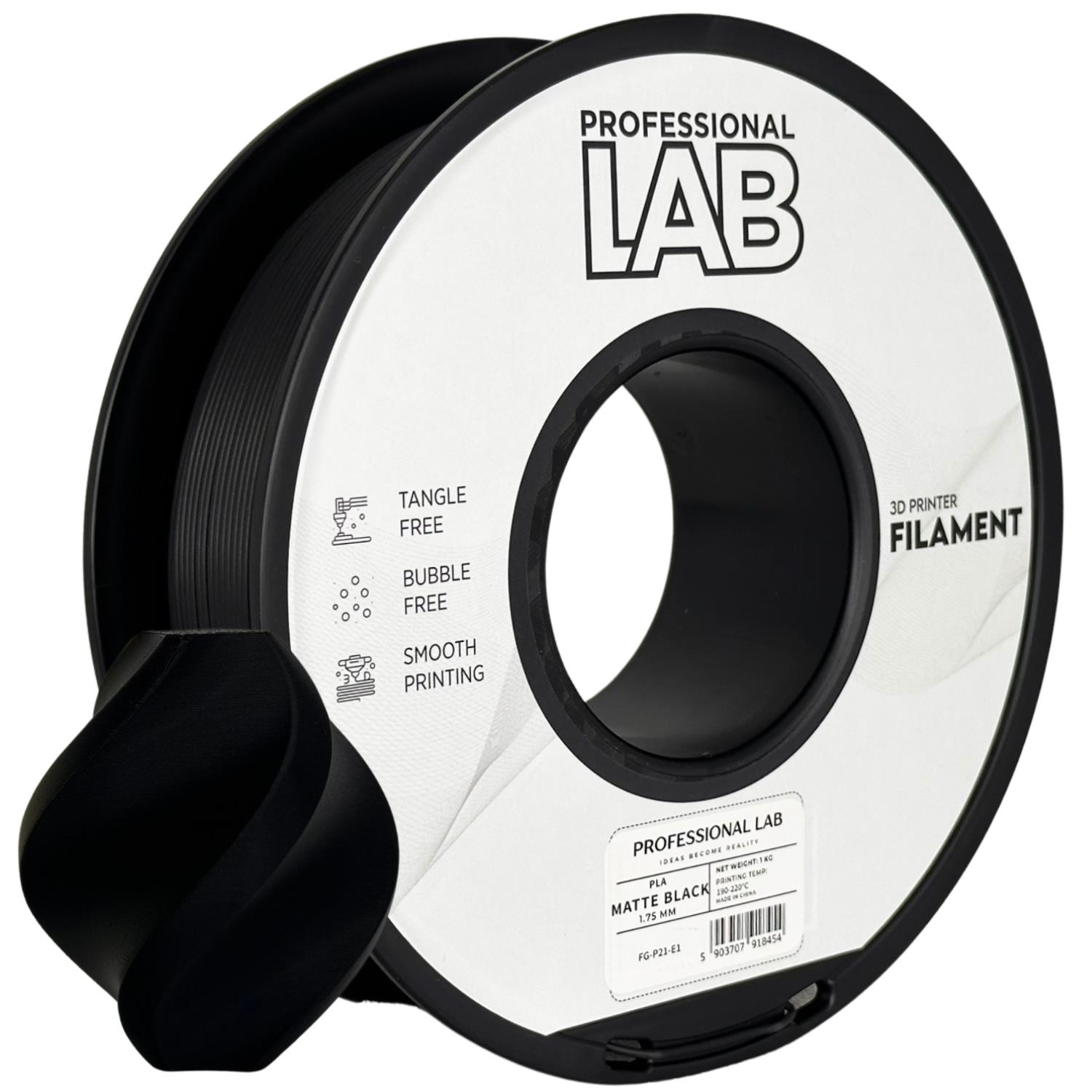 Filament Professional Lab PLA MATTE 1,75 mm 1 kg, Černá