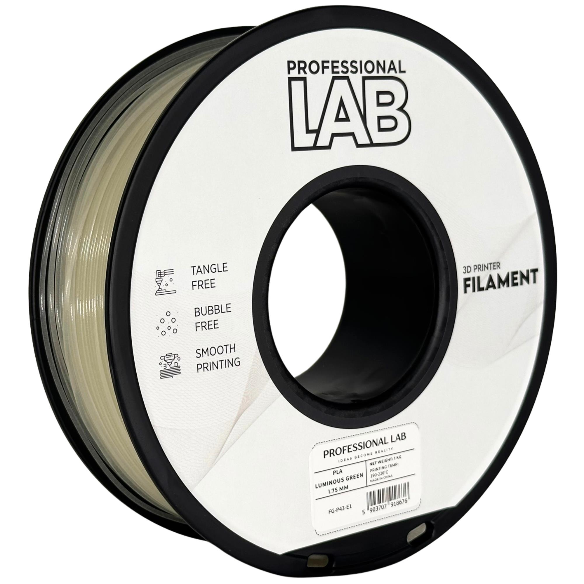 Filament Professional Lab PLA 1,75 mm 1 kg, Svítící zelená FG-P43-E1
