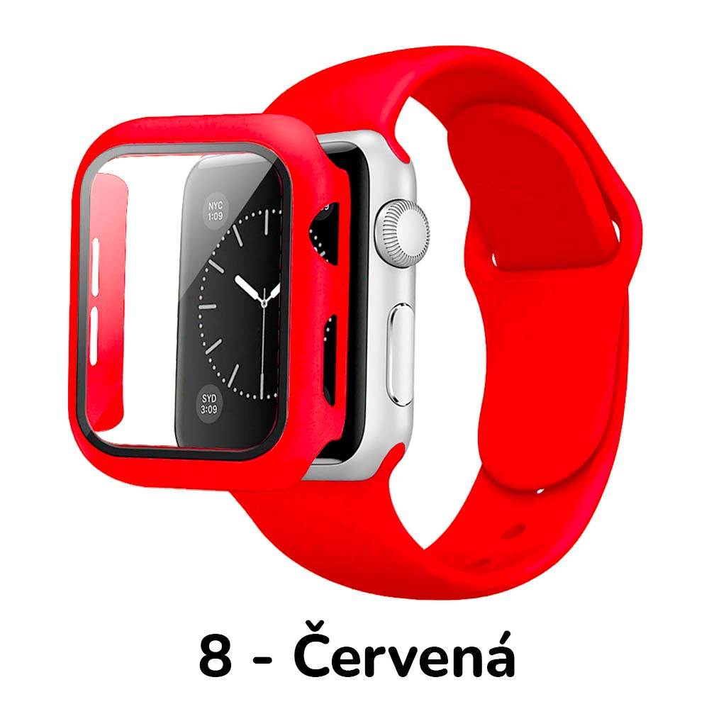 Levně BPE Set 3v1 pro Apple Watch Velikost: 38mm, Barevná varianta: 8 - ČERVENÁ, Velikost řemínku: M/L (Pro obvod ruky 15-20 cm)