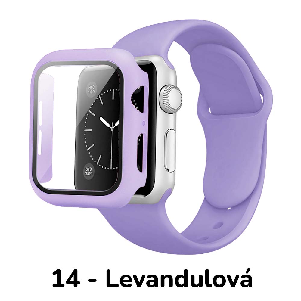 BPE Set 3v1 pro Apple Watch Velikost: 42mm (series 10), Barevná varianta: 14 - Levandulová, Velikost řemínku: M/L (Pro obvod ruky 15-20 cm)