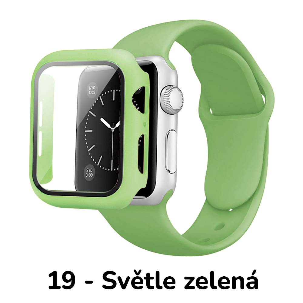 BPE Set 3v1 pro Apple Watch Velikost: 42mm (series 10), Barevná varianta: 19 - Světle Zelená, Velikost řemínku: M/L (Pro obvod ruky 15-20 cm)