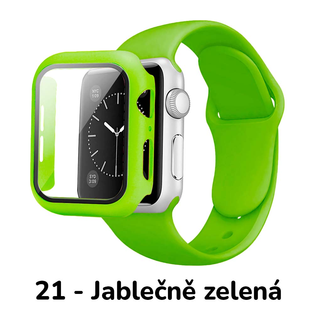 BPE Set 3v1 pro Apple Watch Velikost: 42mm (series 10), Barevná varianta: 21 - Jablečně Zelená, Velikost řemínku: S/M (Pro obvod ruky 13-18 cm)