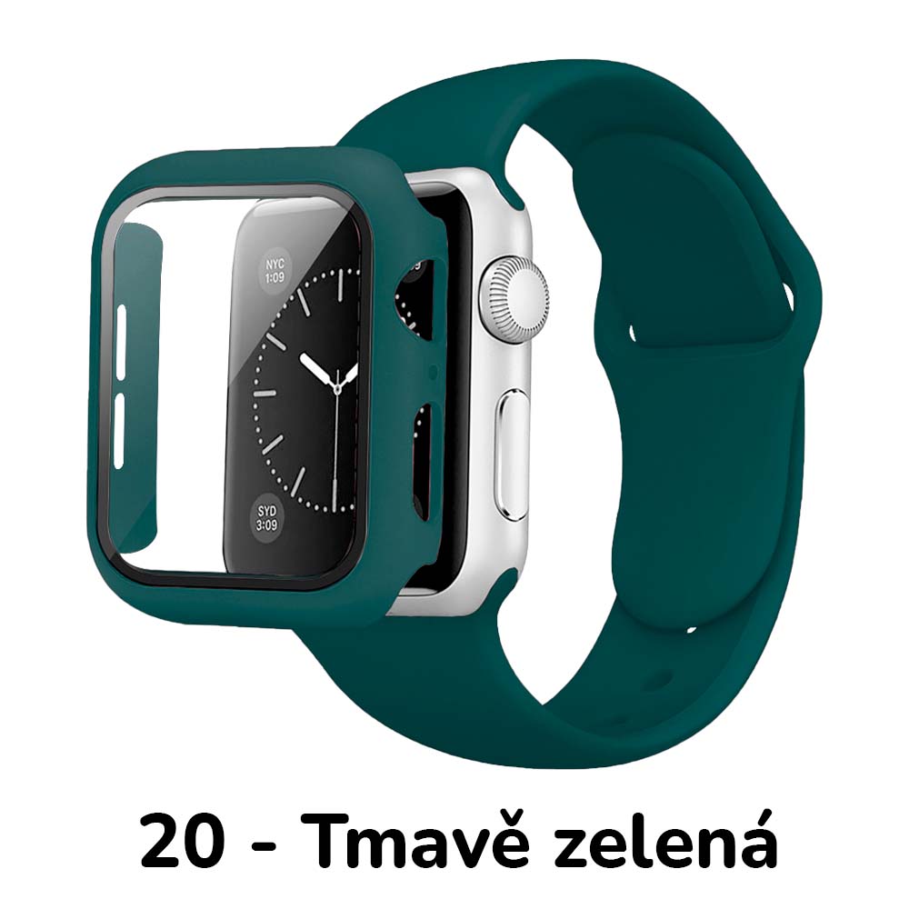 BPE Set 3v1 pro Apple Watch Velikost: 45mm, Barevná varianta: 20 - Tmavě Zelená, Velikost řemínku: S/M (Pro obvod ruky 13-18 cm)