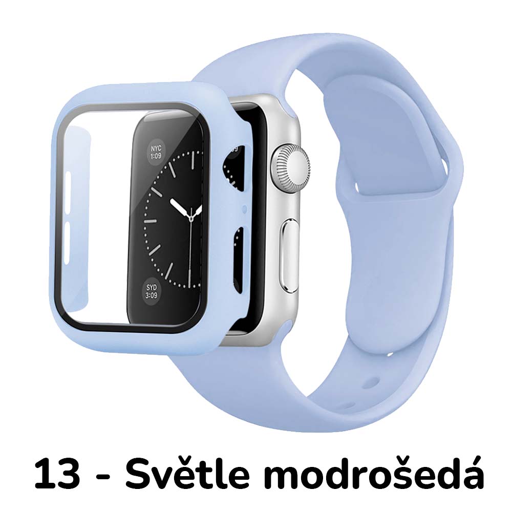 BPE Set 3v1 pro Apple Watch Velikost: 42mm (series 10), Barevná varianta: 13 - Světle Modrošedá, Velikost řemínku: M/L (Pro obvod ruky 15-20 cm)