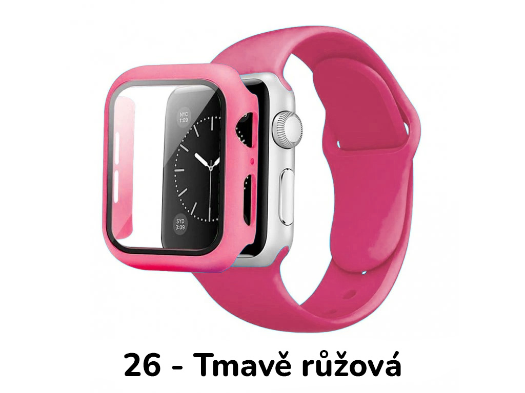 BPE Set 3v1 pro Apple Watch Velikost: 42mm (series 10), Barevná varianta: 16 - Tmavě Růžová, Velikost řemínku: M/L (Pro obvod ruky 15-20 cm)