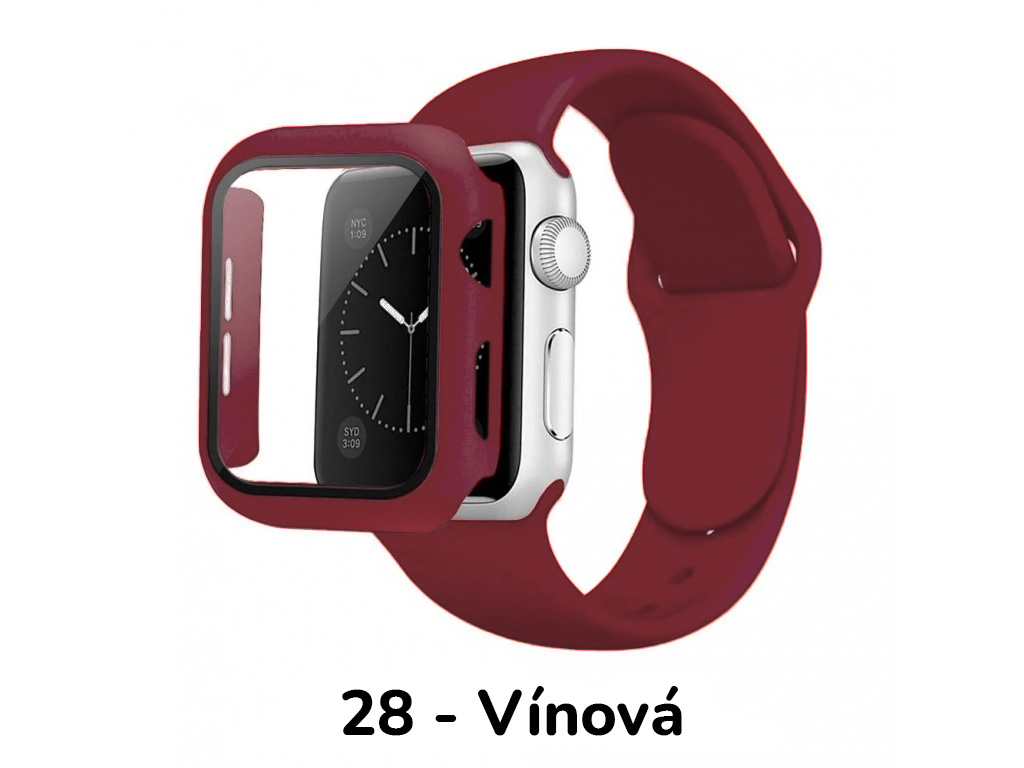 BPE Set 3v1 pro Apple Watch Velikost: 42mm (series 10), Barevná varianta: 28 - Vínová, Velikost řemínku: M/L (Pro obvod ruky 15-20 cm)