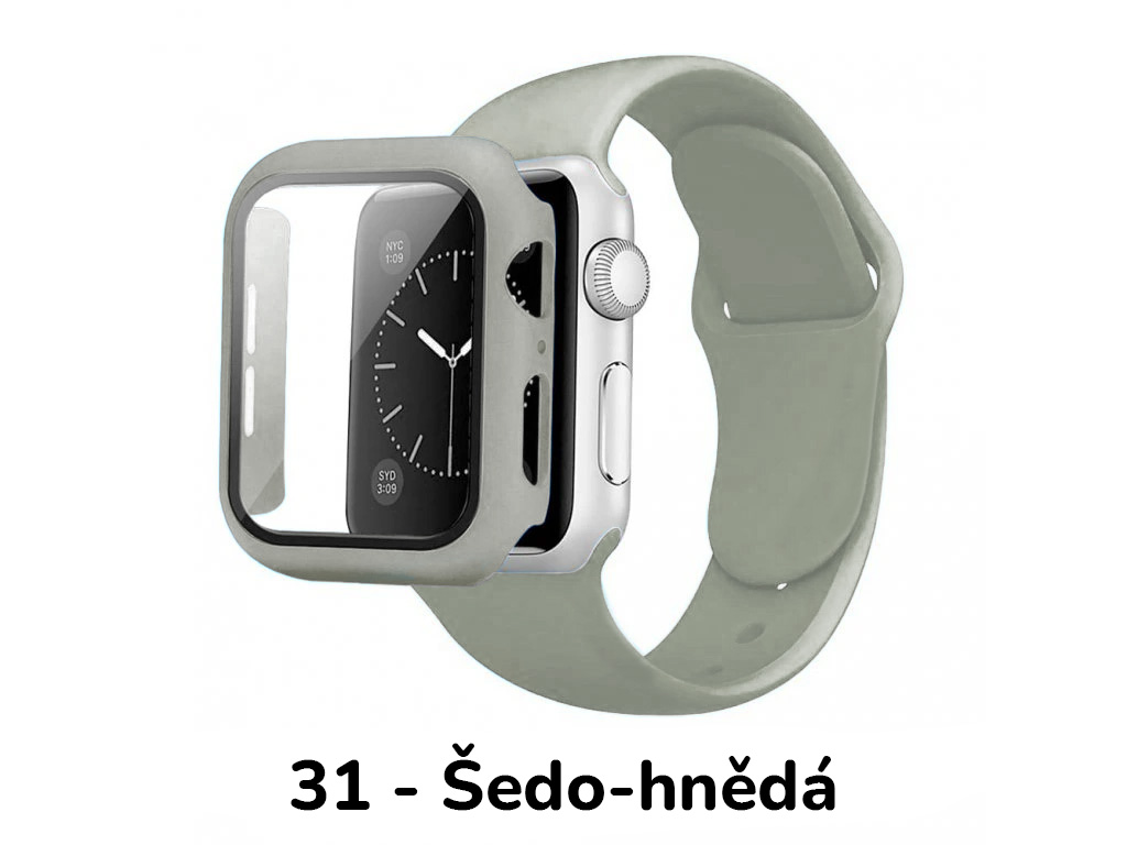 BPE Set 3v1 pro Apple Watch Velikost: 42mm (series 10), Barevná varianta: 31 - Šedo-hnědá, Velikost řemínku: M/L (Pro obvod ruky 15-20 cm)