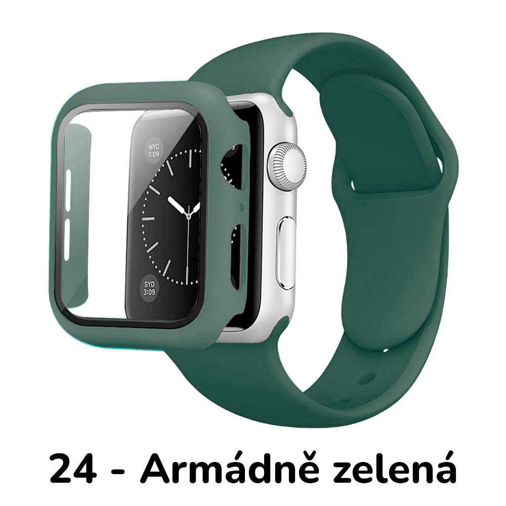 BPE Set 3v1 pro Apple Watch Velikost: 41mm, Barevná varianta: 24 - Armádně zelená, Velikost řemínku: S/M (Pro obvod ruky 13-18 cm)