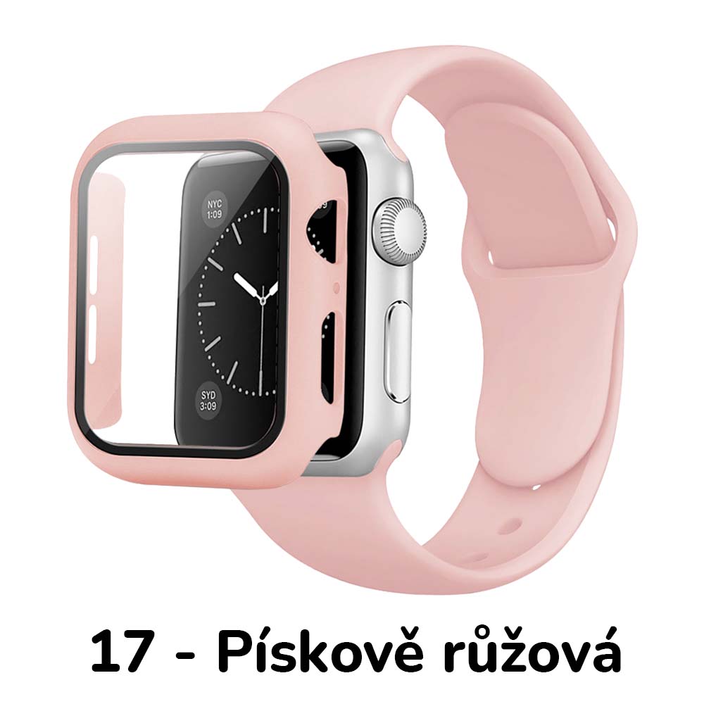 BPE Set 3v1 pro Apple Watch Velikost: 42mm (series 10), Barevná varianta: 17 - Pískově Růžová, Velikost řemínku: M/L (Pro obvod ruky 15-20 cm)