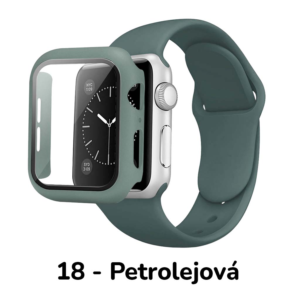 BPE Set 3v1 pro Apple Watch Velikost: 42mm (series 10), Barevná varianta: 18 - Petrolejová, Velikost řemínku: S/M (Pro obvod ruky 13-18 cm)