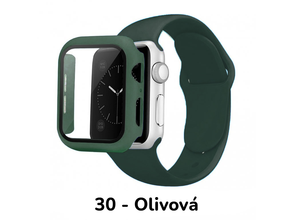 BPE Set 3v1 pro Apple Watch Velikost: 42mm (series 10), Barevná varianta: 30 - Olivová, Velikost řemínku: M/L (Pro obvod ruky 15-20 cm)