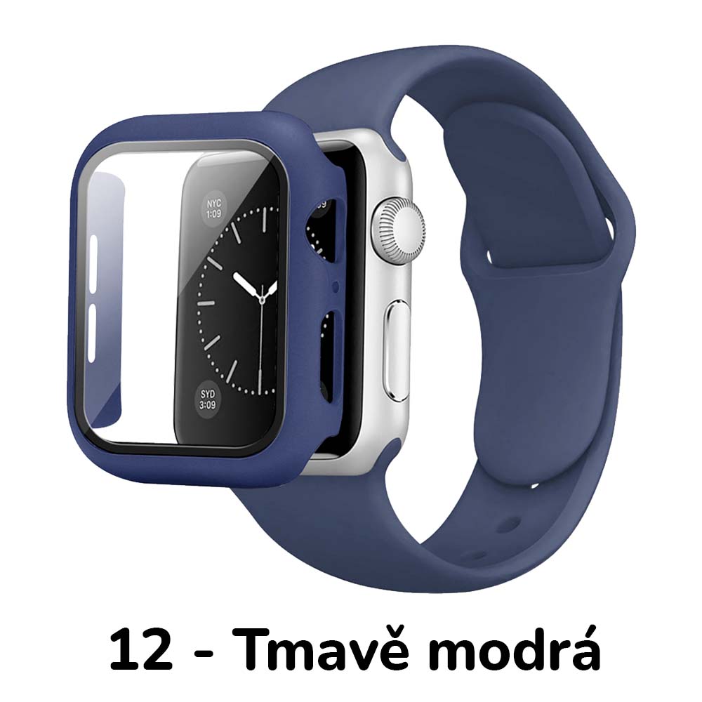 Levně BPE Set 3v1 pro Apple Watch Velikost: 41mm, Barevná varianta: 12 - Tmavě Modrá, Velikost řemínku: M/L (Pro obvod ruky 15-20 cm)