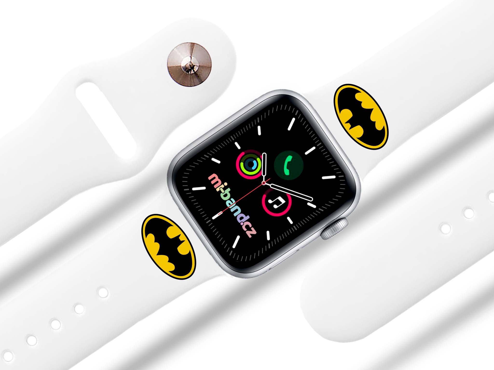 Levně Apple watch řemínek Batman - Logo Rozměr: 38/40/41/42(S10)mm, barva pásku: bílá