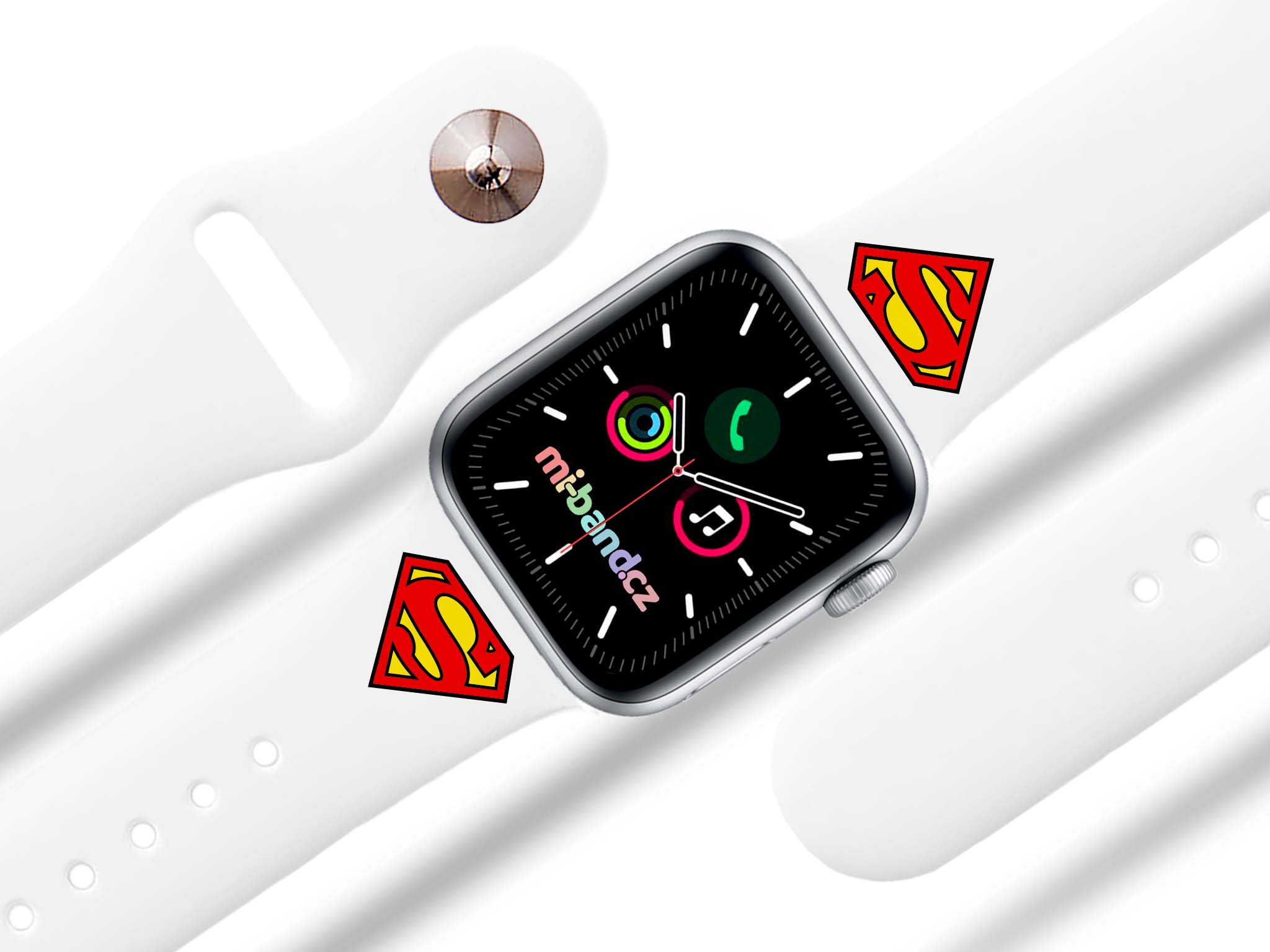 Apple watch řemínek Superman - Logo - 38/40/41mm, barva pásku bílá