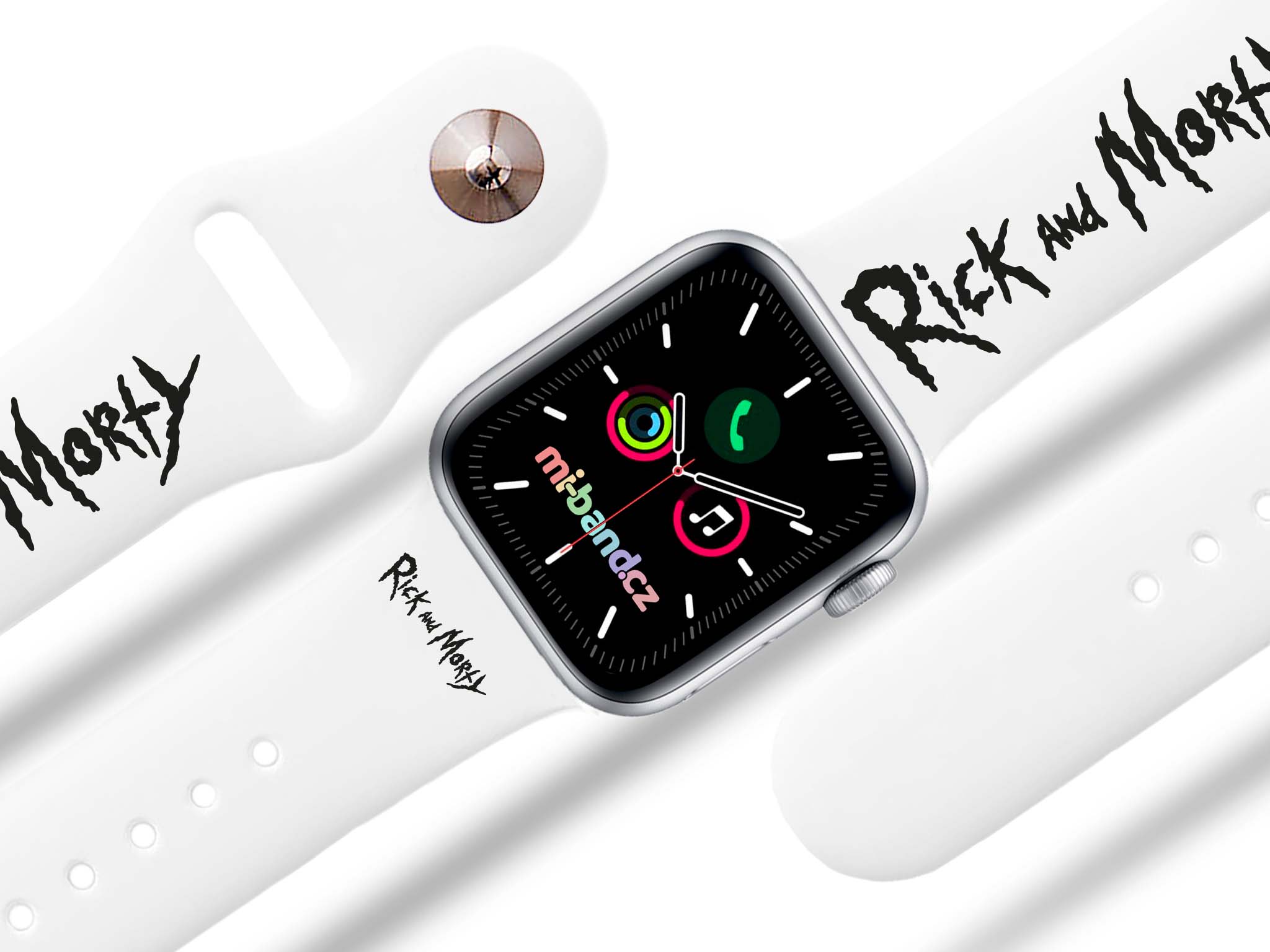 Apple watch řemínek Rick and Morty - Logo - 38/40/41mm, barva pásku bílá