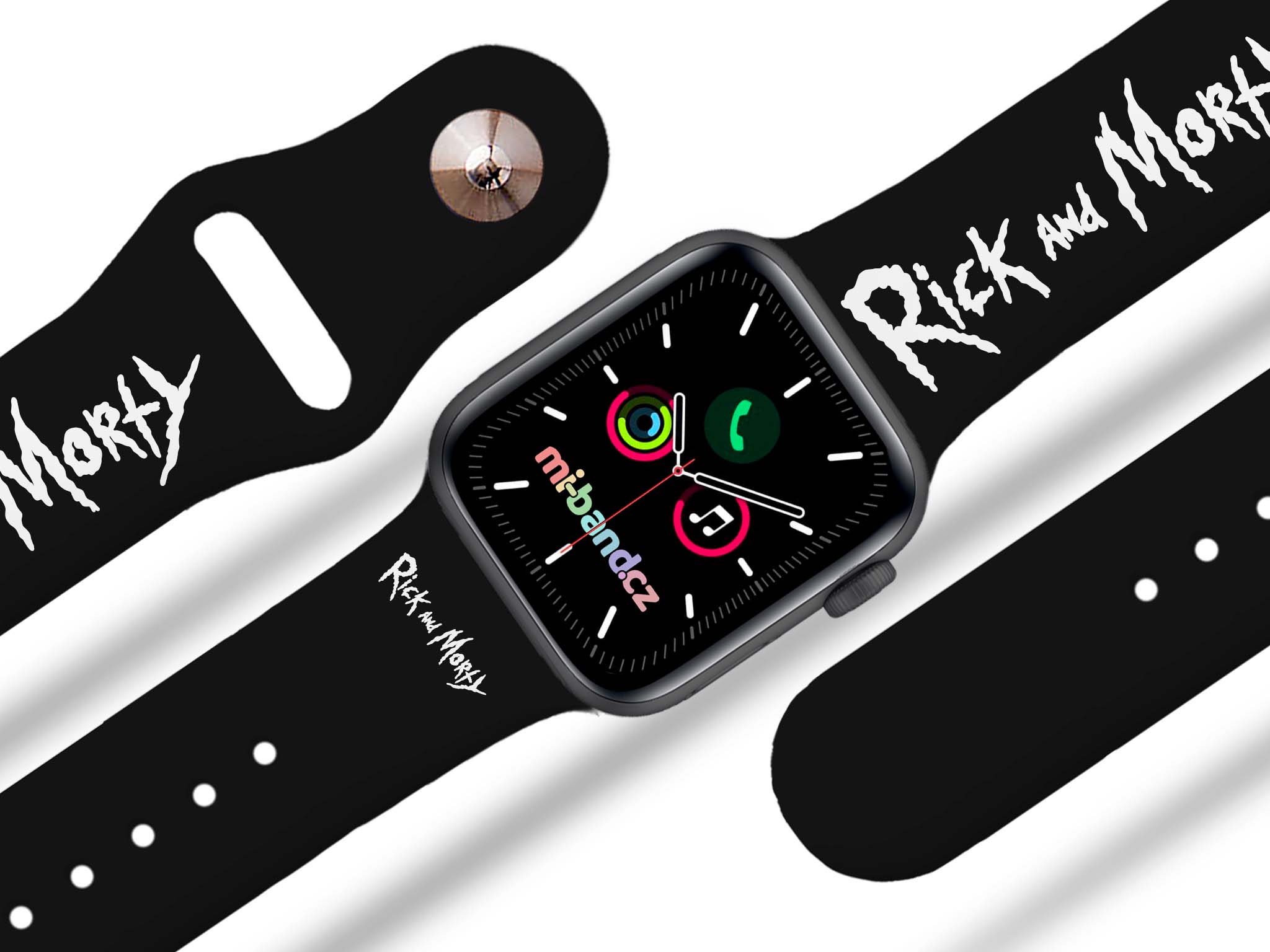 Apple watch řemínek Rick and Morty - Logo - 38/40/41mm, barva pásku černá