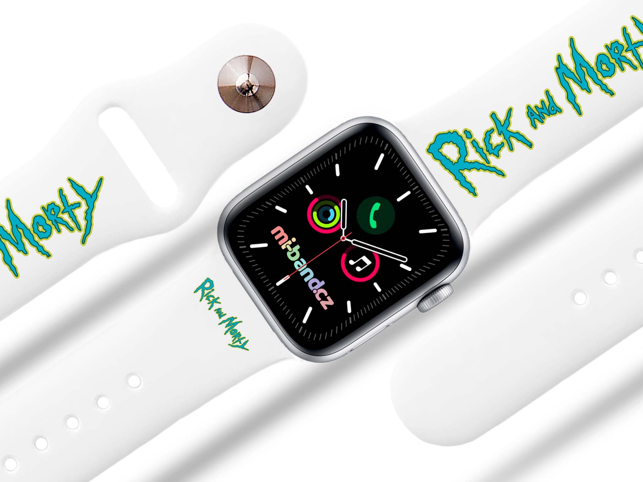 Apple watch řemínek Rick and Morty - Logo 2 - 38/40/41mm, barva pásku bílá