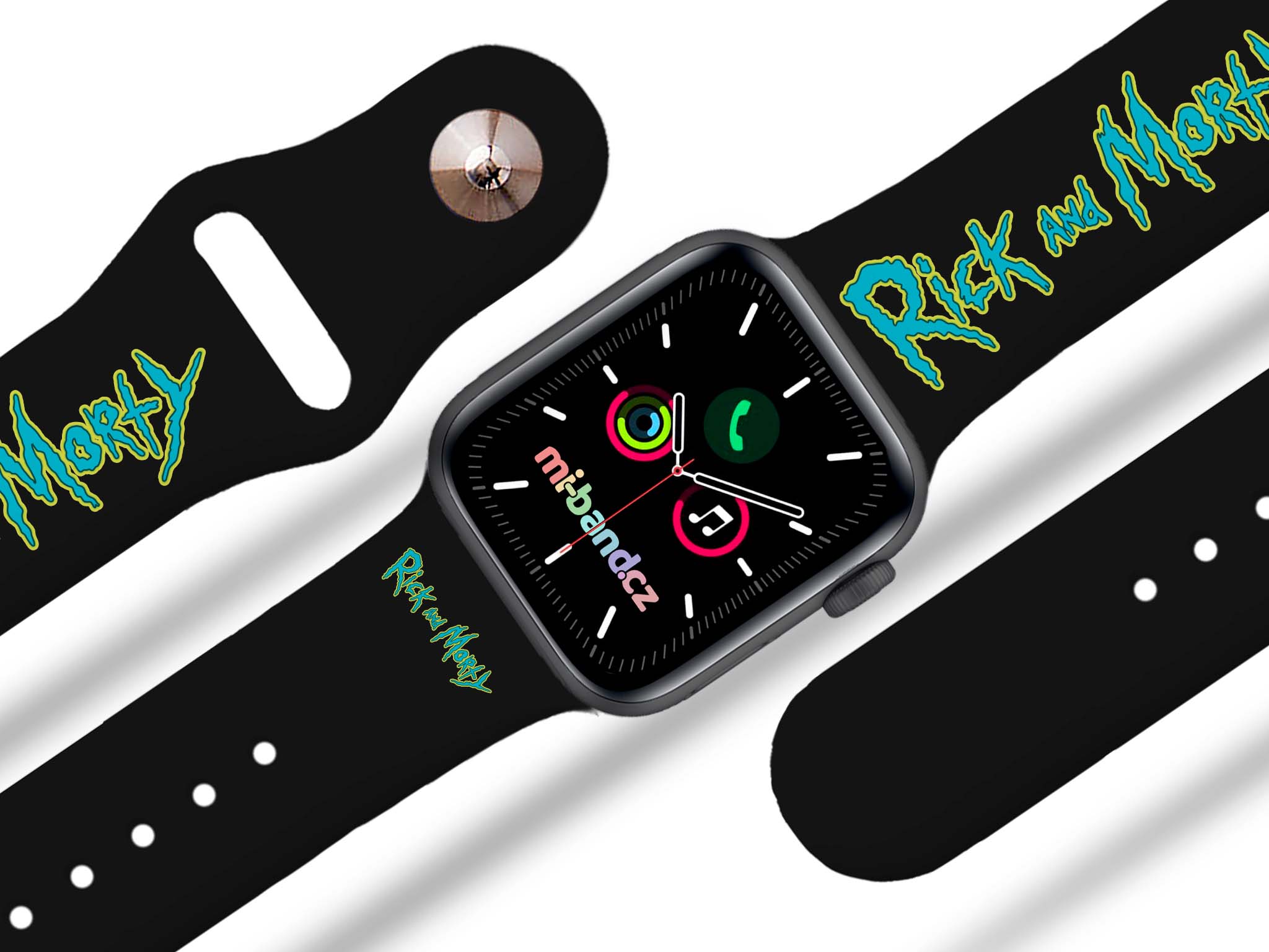 Apple watch řemínek Rick and Morty - Logo 2 - 38/40/41mm, barva pásku černá