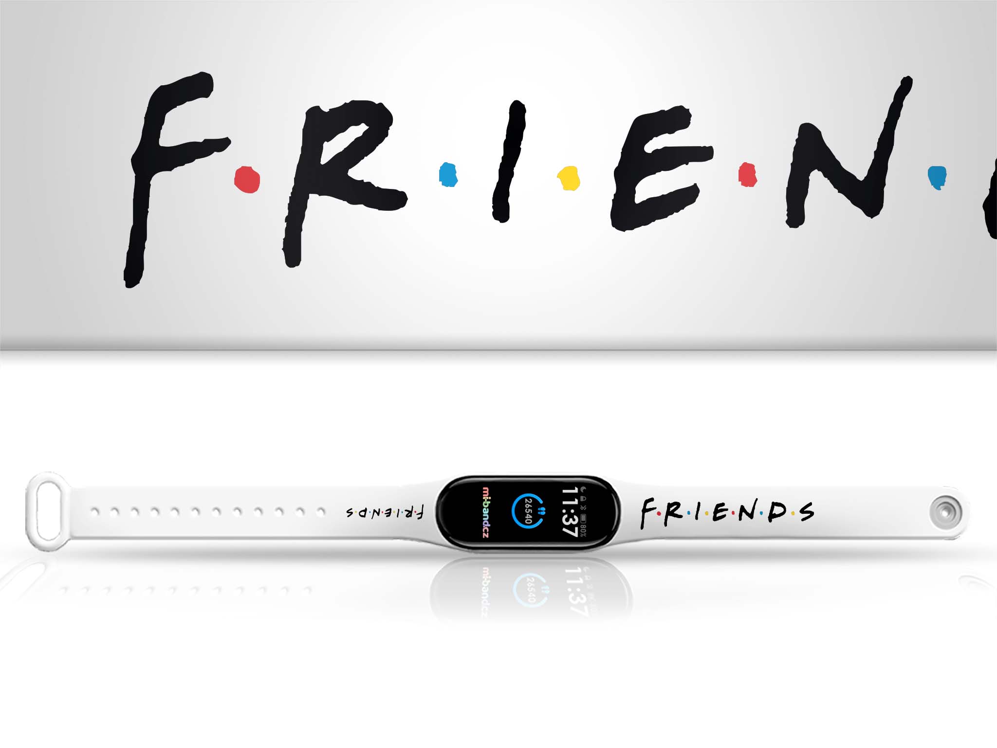 Náhradní náramek Mi band 3/4/5/6/7 Friends - Logo - Bílá -