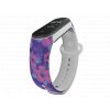 Náhradní náramek Mi band 3/4/5/6 Fialové květiny vzor bílý