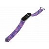 Náhradní náramek Mi band 3/4/5/6 Fialové květiny vzor bílý