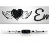 Náhradní náramek Mi band 3/4/5/6 na přání: Okřídlené srdce + Jméno bílý