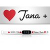 Náhradní náramek Mi band 3/4/5/6 na přání Srdce + Dvě jména + Srdce bílý