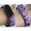 Náhradní náramek Mi band 3/4/5/6 Růžové listí černý