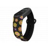 Náhradní náramek Mi band 3/4/5/6 Kreslené květiny černý