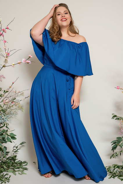 Dlouhá zavinovací sukně - výběr barev modré (Barva Požadovanou barvu uveďte v poznámce objednávky, Velikost 44 a větší)
