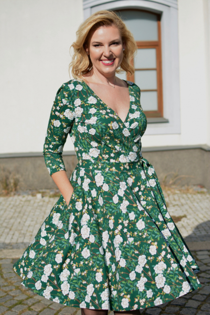 Zavinovací úpletové šaty zelené MiaBella