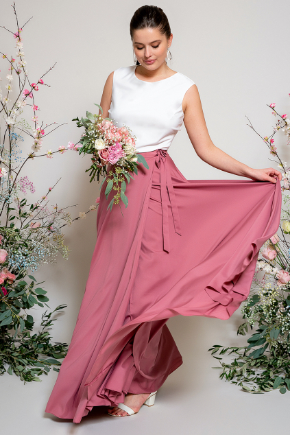Dlouhá zavinovací sukně - výběr barev růžové (Barva Požadovanou barvu uveďte v poznámce objednávky, Velikost 44 a větší)
