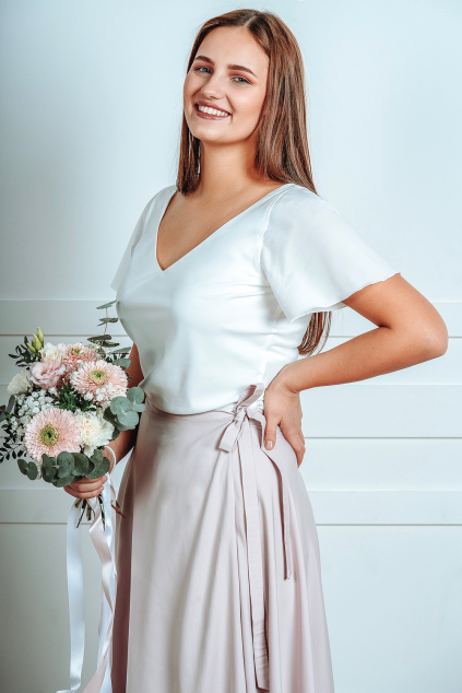 Vzorkový top s V výstřihem a rukávy MiaBella