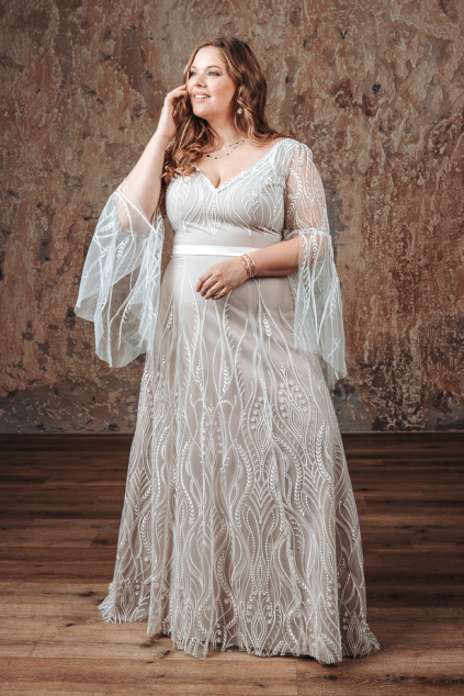 Svatební šaty pro plnoštíhlé Boho krajkové šaty Sofia PLUS, vel. 42 MiaBella