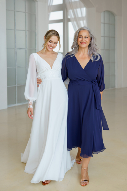 Midi šifonové zavinovací šaty s 3/4 rukávy MiaBella