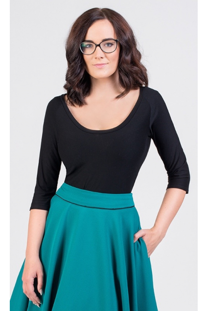 Černé triko s kulatým výstřihem MiaBella